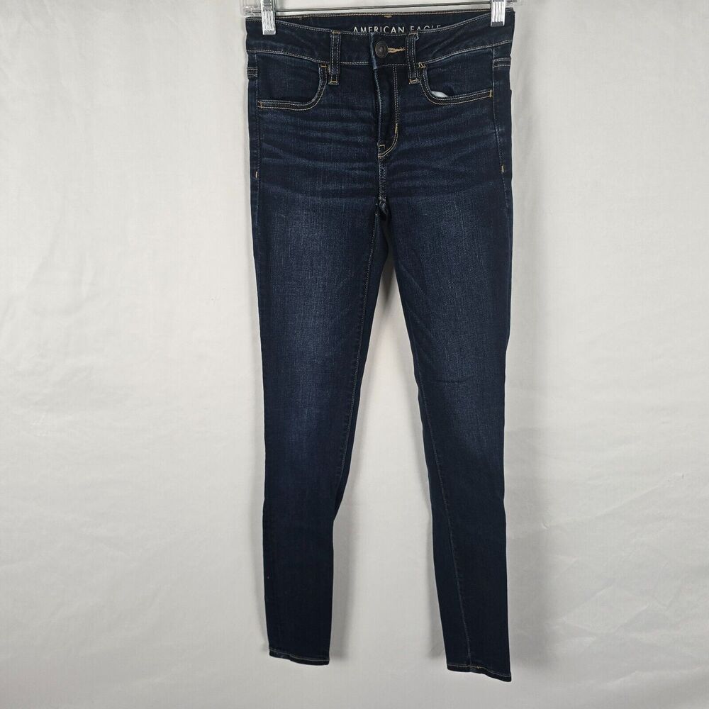 American Eagle Jegging Women's 2 Long Blue Next Level Stretch Dark Wash